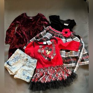 Lot of 4-Girls 2T/24mo lot of Festive Dresses and Jordache Jean Shorts